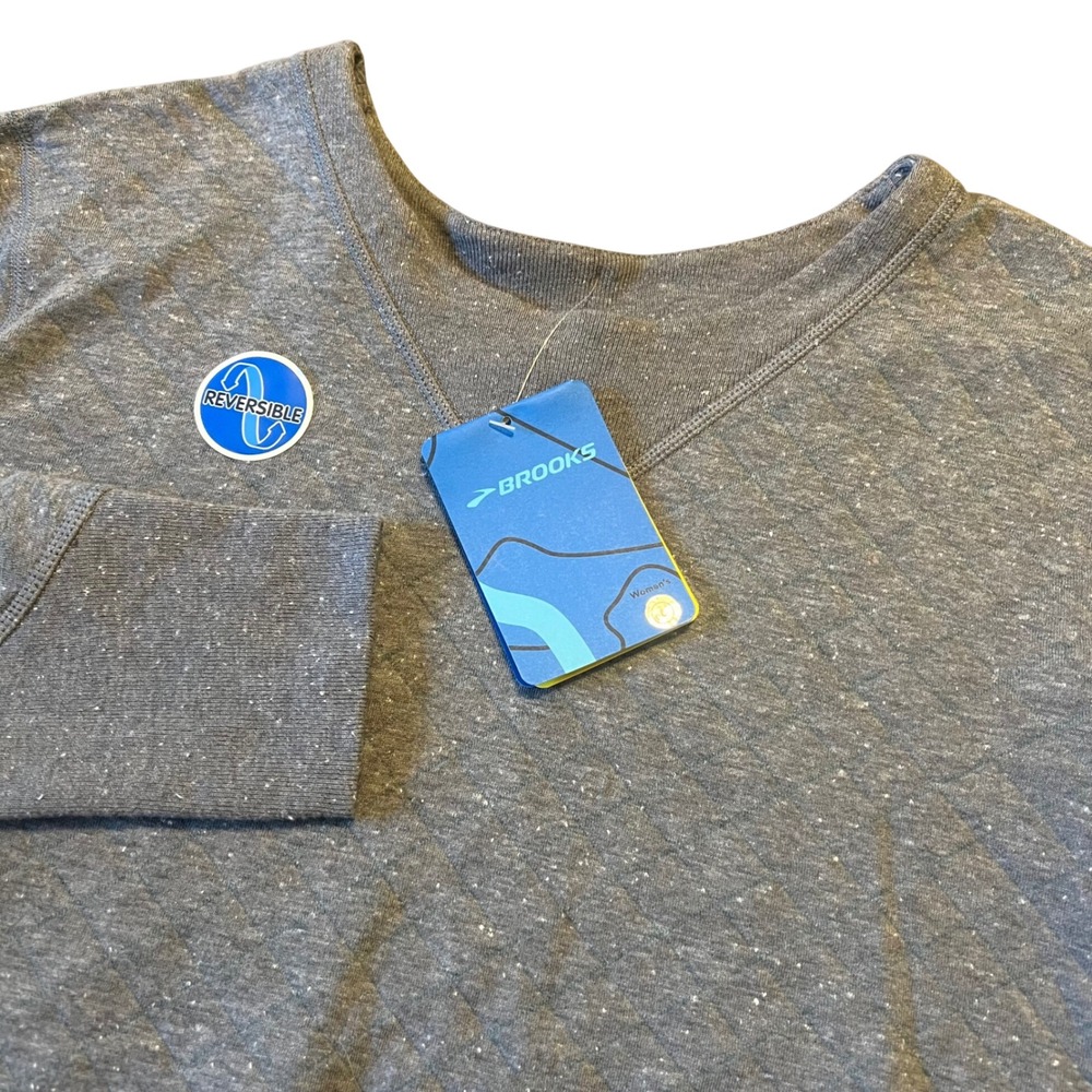 Brooks Fly-By Reversible Sweatshirt Women's Size L Oxford/Kale Athletic